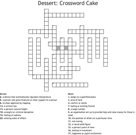 Dessert Crossword Cake Wordmint
