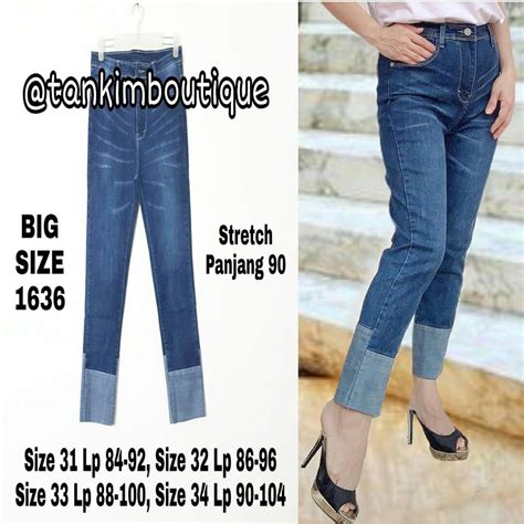 Celana Jeans Wanita Big Size 1636 Shopee Indonesia