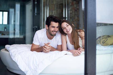 Couple Relax And Have Fun In Bed Stock Image Image Of Female Happiness 61603153