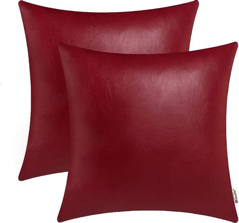 Brawarm Faux Leather Throw Pillow Covers 20 X 20 Inches