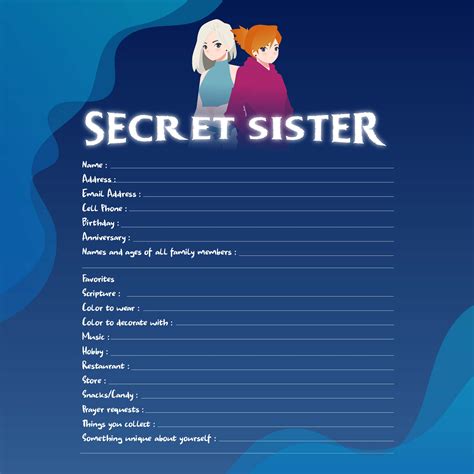 Printable Secret Sister Questionnaire Form 2023 Calendar Printable