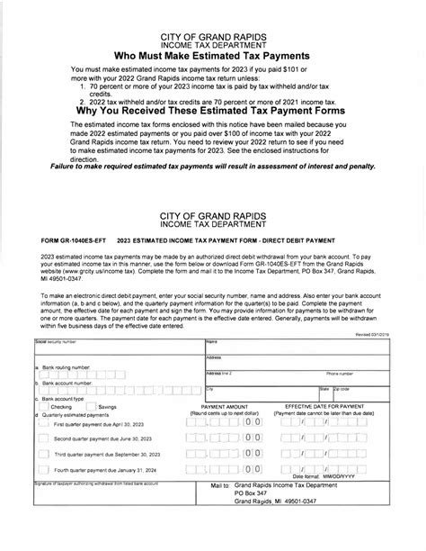 Form Gr 1040es Eft Download Printable Pdf Or Fill Online Estimated