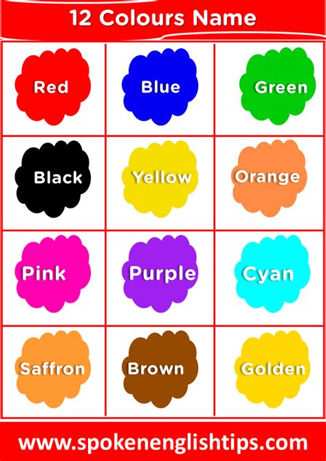 Colour Name With Image 12 Color Names For Kids