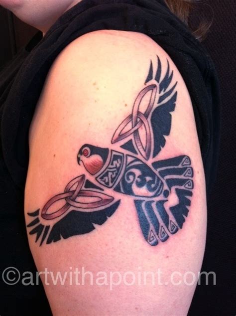 Custom Celtic Hawk Tattoo By Awen Briem Of Art With A Point And Yes