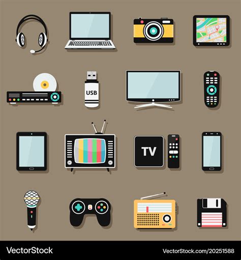 Technology And Multimedia Digital Devices Icons Vector Image
