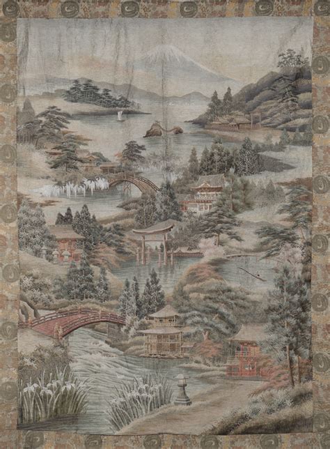 An Impressive Japanese Silk Embroidered Tapestry Wall Hanging Early 20th Century Finely Worked In