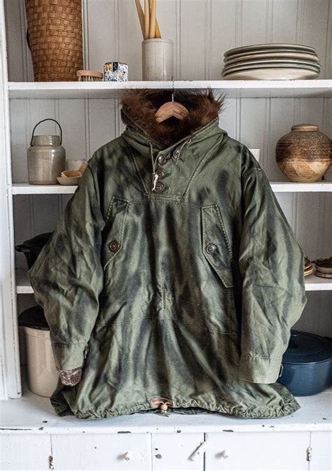 Hand Painted Camo Us Army Ww2 Smock Parka W Removable Wool Liner