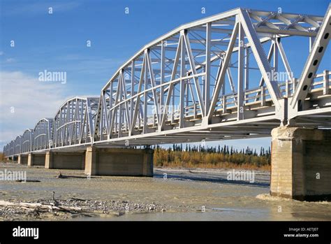 Steel Truss Bridge Alaska Highway Over Gerstle River Alaska United
