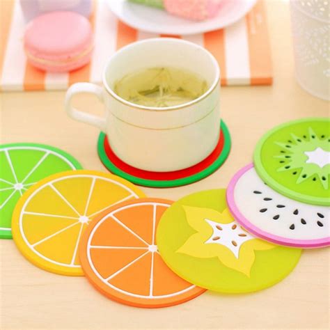 30pcs New Fruit Shape Coaster Tableware Placemat Silicone Cup Drinks