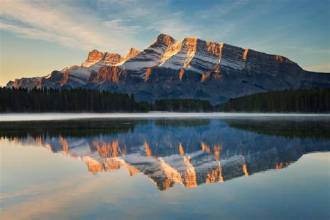 1080p Banff Mountain Forest Rundle Reflection Canada Nature
