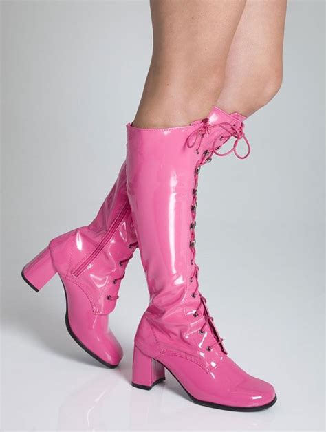 Hot Pink Boots Knee High Lace Up Perfect For A Party Gogo Boots Boots Knee High Boots