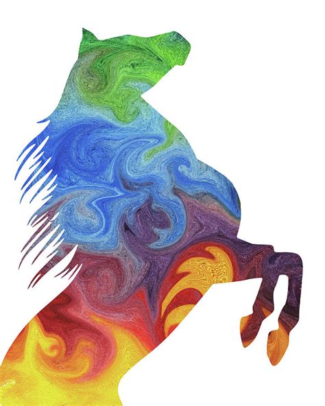 Rainbow Stallion Watercolor Horse Painting By Irina Sztukowski Fine