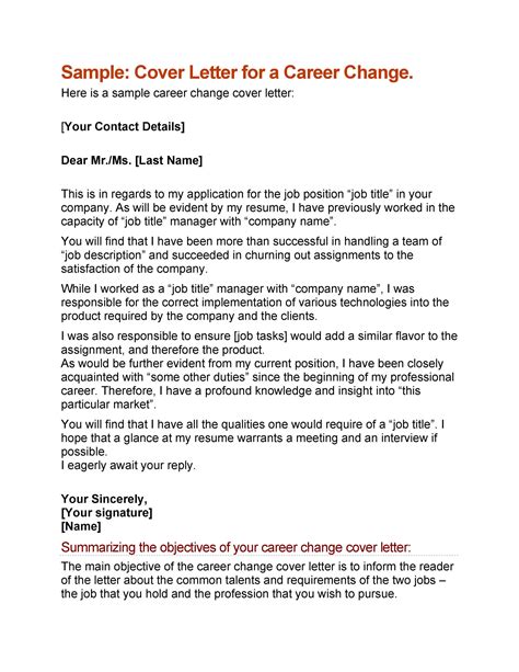 Sample Resume Cover Letter For Career Change Suzndryb