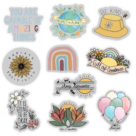 Big Moods Positive Vibes Clear Sticker Pack 10pc Clear Stickers Cute