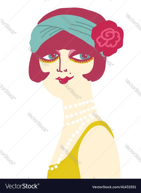 Vintage Flapper Girl In 1920s Style Fashion Dress Vector Image