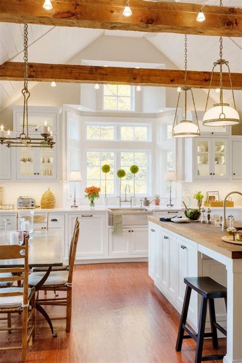 An expansive kitchen, a bedroom convinced that you need ceiling beams in your home? inviting-kitchen-designs-with-exposed-wooden-beams-5 ...