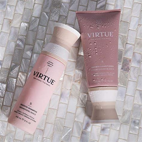 Virtue Smooth Shampoo And Conditioner Set Alpha Keratin Smooths For Frizzy Curly Hair Sulfate