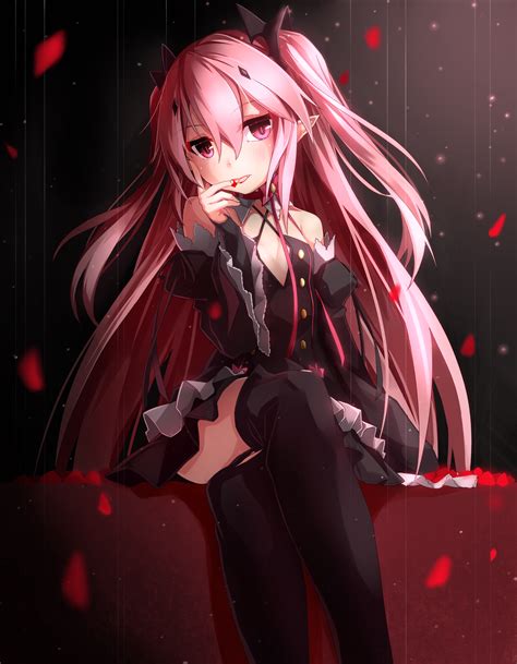 デスクトップ壁紙 アニメの女の子 長い髪 ピンクの髪 ピンクの目 Krul Tepes オーワリノセラフ x kejsirajbek