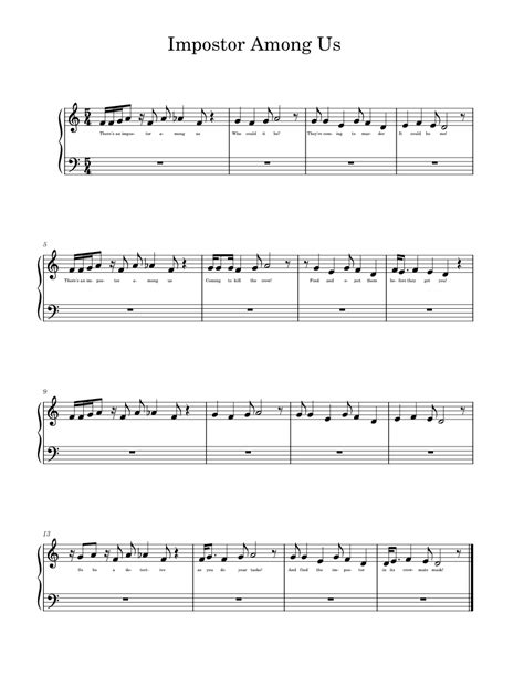 Impostor Among Us Sheet Music For Piano Solo