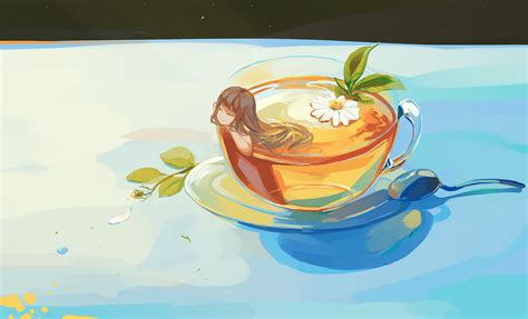 Download Spoon Tea Tea Cup Anime Original Hd Wallpaper By Hanromi