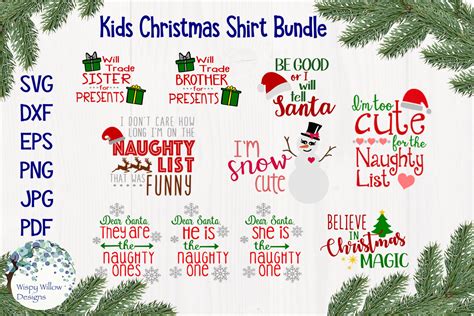 Kids Christmas Shirt Bundle Funny Christmas Svg Cut Files 146586