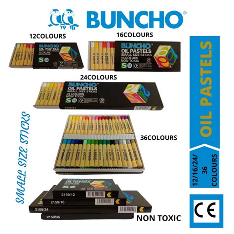 Buncho Oil Pastels 12 16 24 36 Colours Small Size Sticks Non