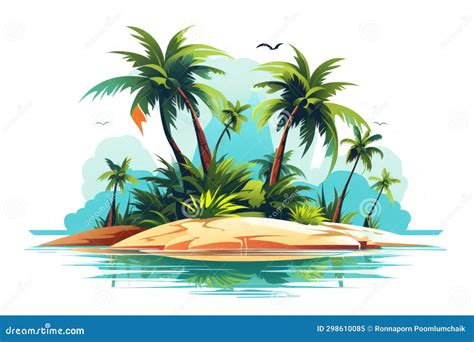 Tropical Island With Palm Trees Summer Vacation Illustration Stock