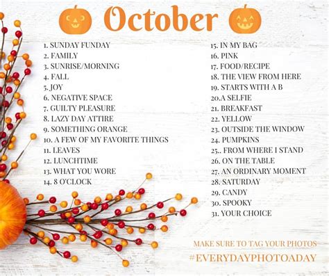 October Photo A Day Challenge 2017 Everyday Eyecandy