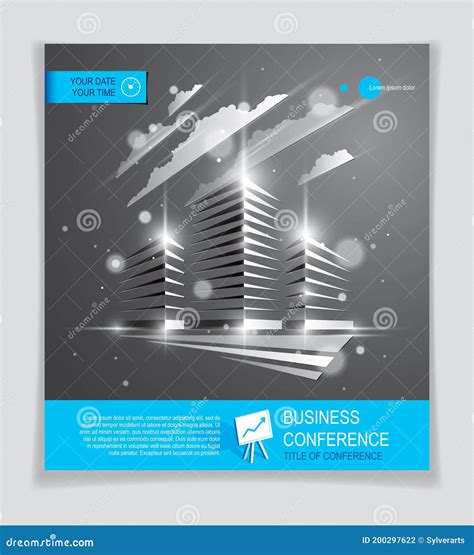 Office Building Brochure Modern Architecture Vector Flyer With Blurred