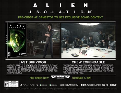Alien Isolation To Sport Pre Order Dlc Featuring The Original Film