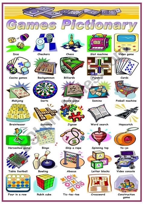 Games Pictionary Bandw Version Included Esl Worksheet By Katiana