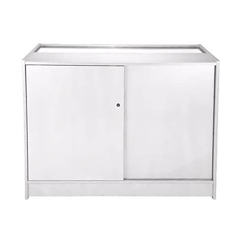 Retail Glass Shelf Product Display Shop Counter Showcase Lockable Cabinet Unit White K1200