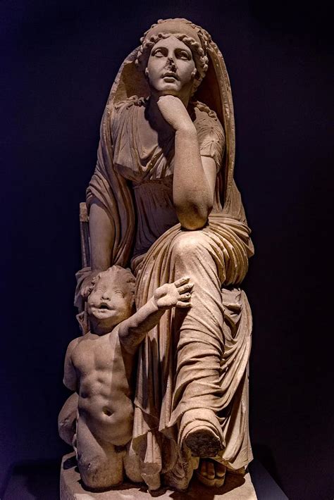 Statue Stone Mother Child Sculpture Antique Roman Art Ancient