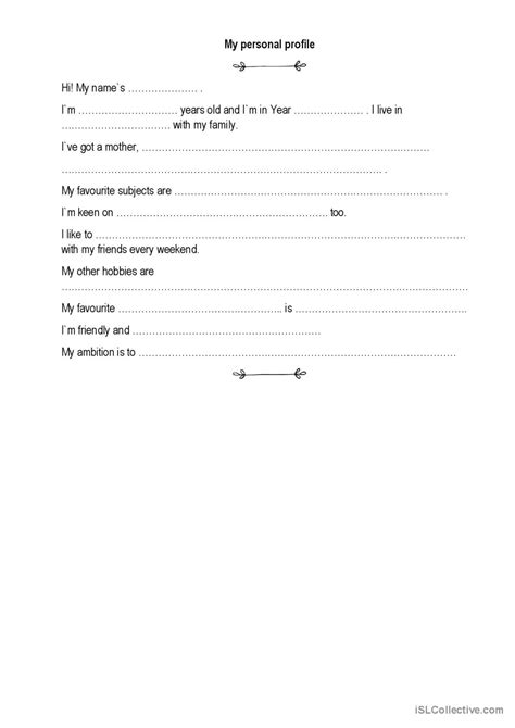 My Personal Profile Writing A Cv C English Esl Worksheets Pdf And Doc