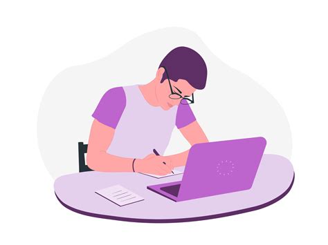 Student Studying On Laptop Vector Illustration By Kristina On Dribbble