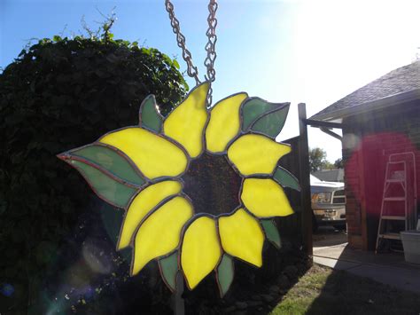 Stained Glass Sunflower Suncatcher Etsy