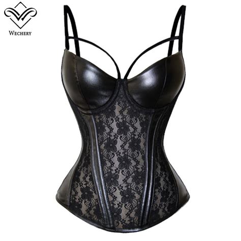 Wechery Corset Sexy Bustiers Lace Overbust Bustier Black Corset Push Up