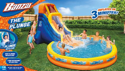 Banzai The Plunge Inflatable Water Park Play Center Climbing Wall