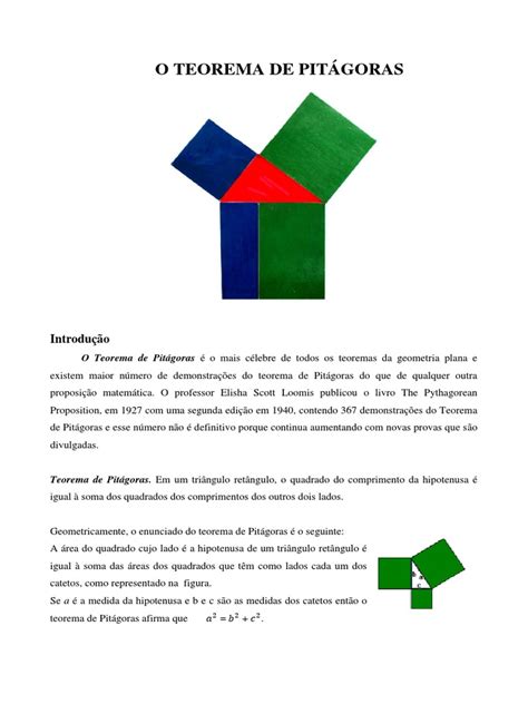 Teorema De Pitagoras Completo Pdf Triângulo Área