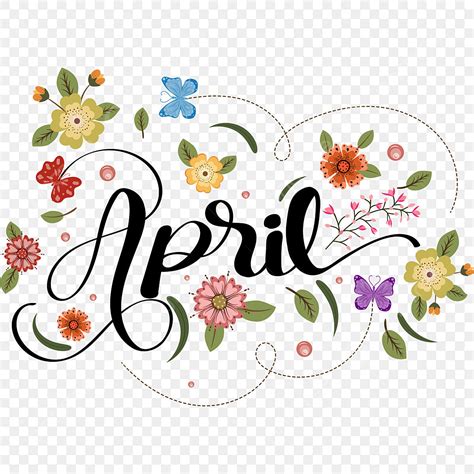 April Month Vector Png Images April Month Text Lettering Handwritten