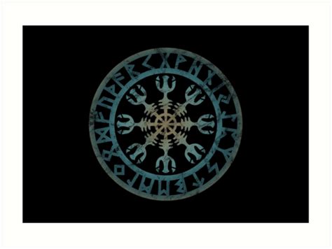 Helm Of Awe Aegishjalmur Symbol Viking Norse Runes Art Print By