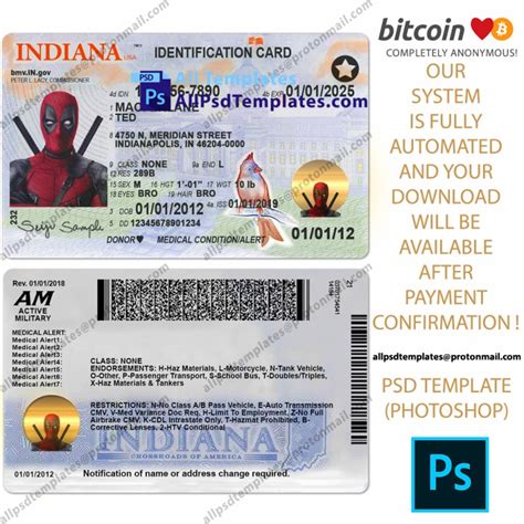 Indiana Driver License Template All Psd Templates