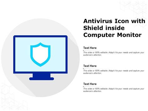 Antivirus Icon With Shield Inside Computer Monitor Powerpoint Slide