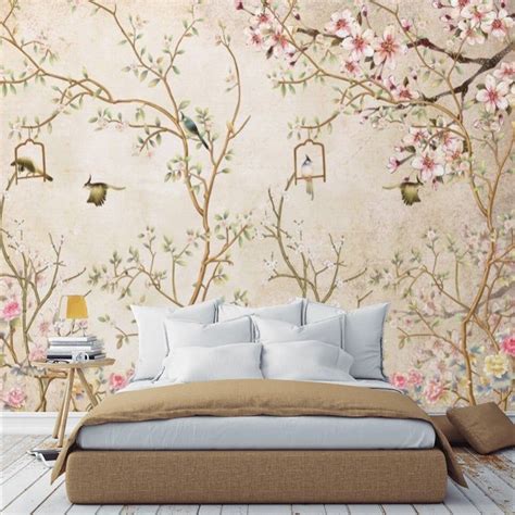 Chinoiserie Wallpaper Birds Wall Mural Peel And Stick Removable Wall