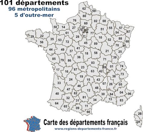 Carte vierge des numéros régions de france. Numéro de département : liste et carte récapitulative