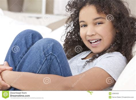 Happy Mixed Race African American Girl Child Stock Photo