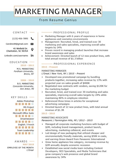 Best resume format for sales manager. Marketing Manager Resume Example & Writing Tips | RG