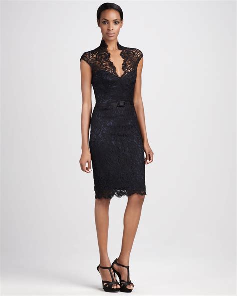 Best black lace dress of women from women collections for sale with up to 40.00% off. Theia Lace Cocktail Dress in Black | Lyst