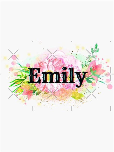 Emily Floral Custom Sticker Name Sticker For Sale By Mlowa Redbubble