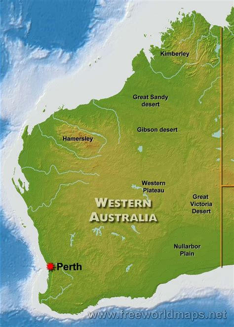 Physical Map Of Western Australia Australia